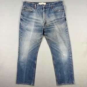 Levis 505 Jeans Mens 40x32 Perfect Fade Distressed Straight Fit Blue Denim 2000s
